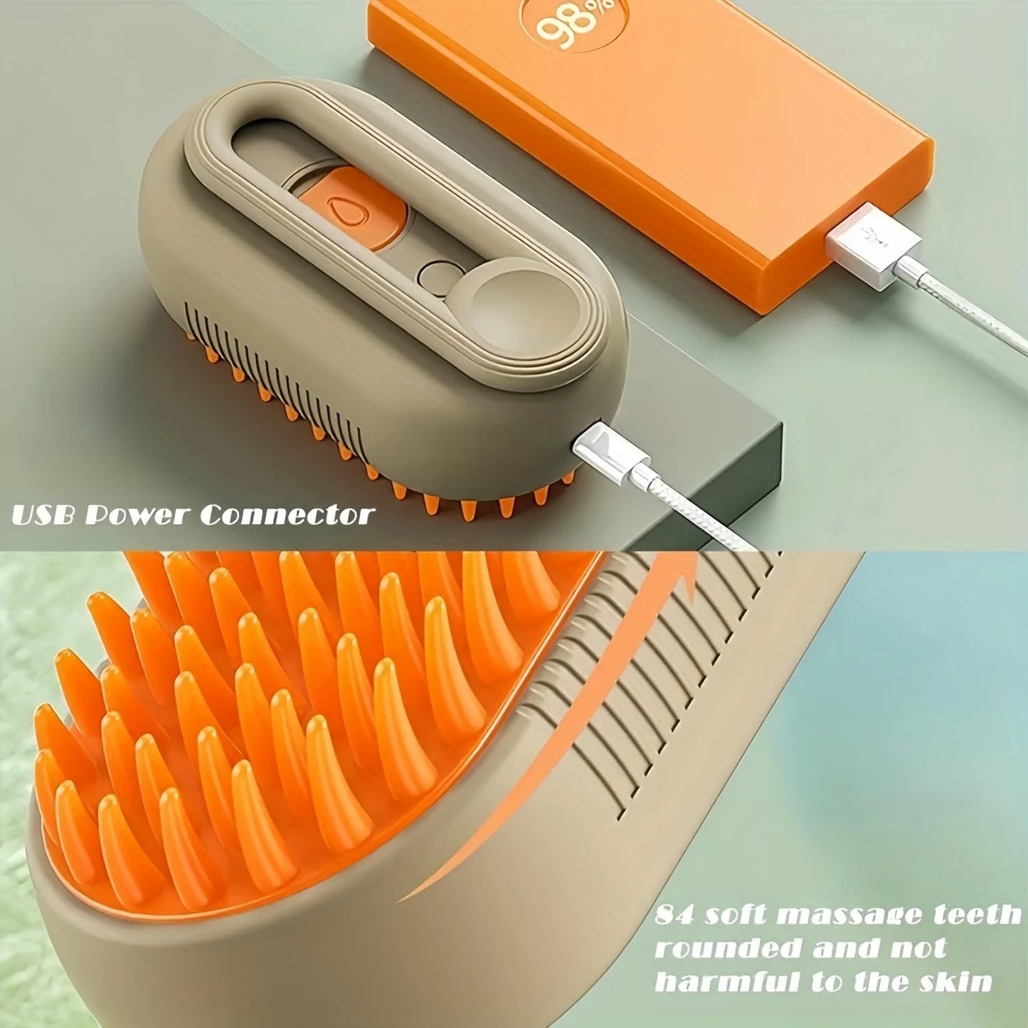 Defur Comb for Cats Dogs, 3 in 1 Steam Cat Brush  for Shedding & Grooming, Self Cleaning 3 in 1 Pet Brush Pet Grooming Brush with Spray (White)