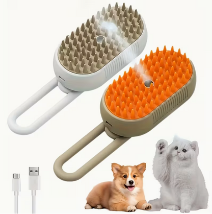 Electric Cat Steam Brush – 3-In-1 Pet Grooming Comb with Water Spray for Cats and Dogs, USB Rechargeable